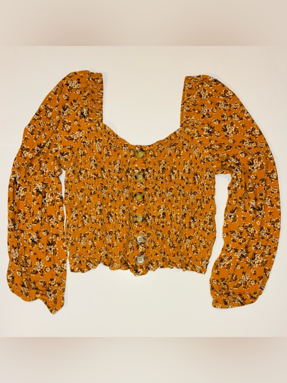 AE - Floral Cropped Smocked Top - Picture 3 of 8